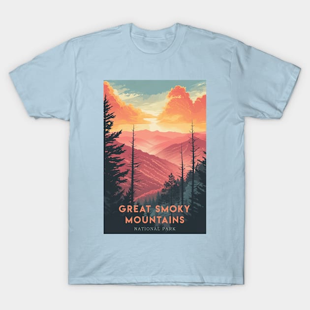 Great Smoky Mountains national park travel poster T-Shirt by GreenMary Design